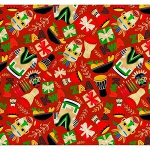 Lot of 2 Kwanza  Fat Quarter 18" x 21" 100% Cotton - African Drums Fabric Crafts